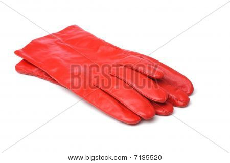Guanti in pelle rossa