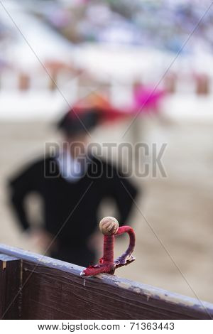 Sword Toreador Supported On The Burladero, Spain