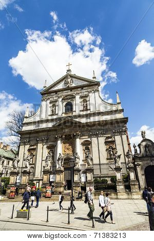 People Visit The The Church Of Saints Peter And Paul In Old Town District