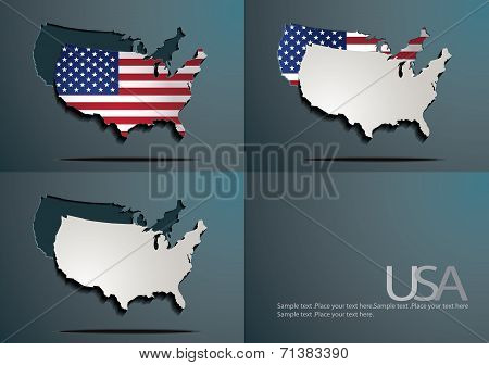 America/USA Map and flag