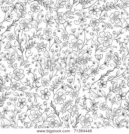 Ornate floral seamless texture, endless pattern with flowers.