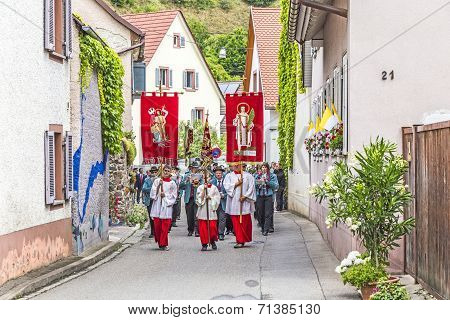 Johannis Procession In Oberrrotweil, Germany