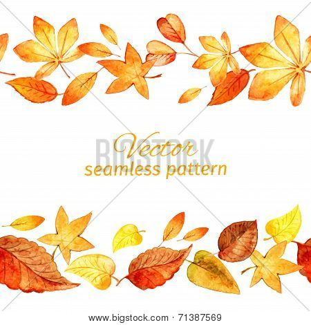 Seamless pattern of autumn leaves. two lanes. vector