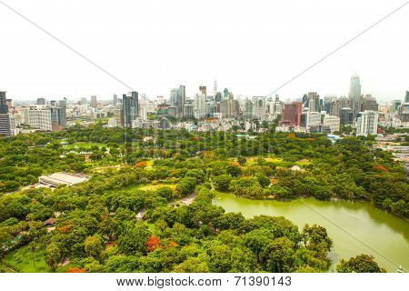 Bangkok skyline over Lumpini park