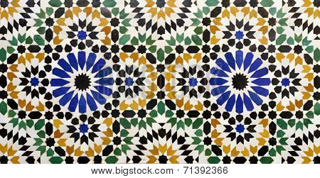Morrocan traditional mosaic ornament from El Bahia Palace in Marrakesh.