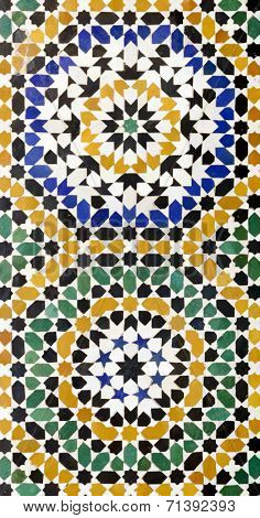Morrocan traditional mosaic ornament from El Bahia Palace in Marrakesh.