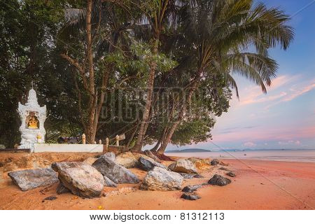beautiful beach with colorful sky, Thailand