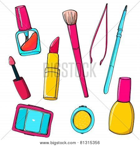 Makeup vector tools and accessories
