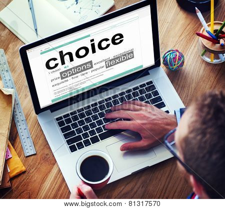 Man Reading the Definition of Choice
