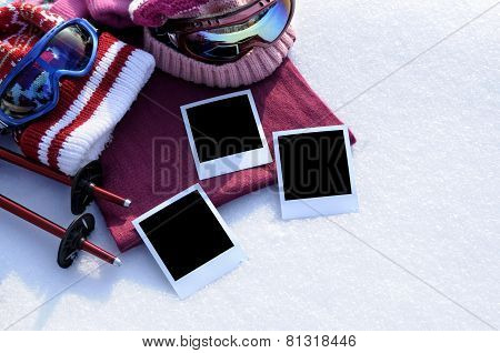 Ski Background With Blank Photo Prints