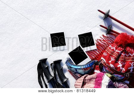 Ski Background With Blank Photo Prints