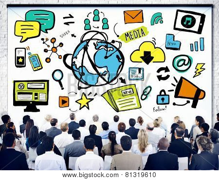 Business Poeple Global Media Technology Seminar Concept