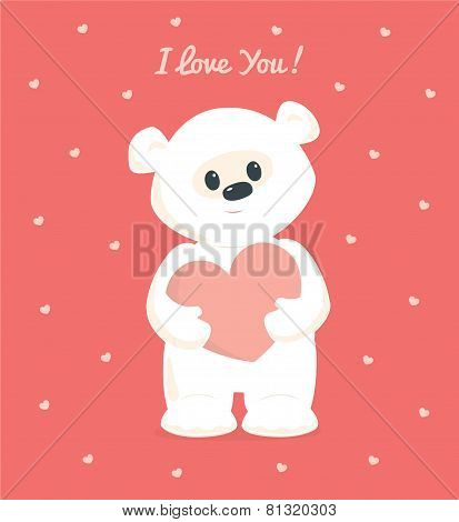 White Teddy I Love You Card