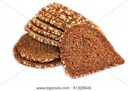  Slices of wholewheat bread isolated on white background
