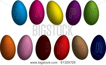 Happy easter eggs with text