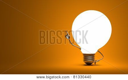 ????globe Light Bulb Character In Aha Moment