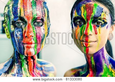 Portrait of creative color make-up