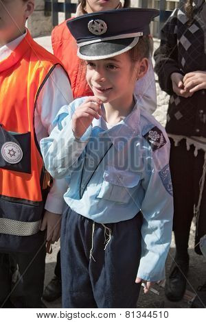 Jerusalem, Israel - March 15, 2006: Purim Carnival In The Famous Ultra-orthodox Quarter Of Jerusalem