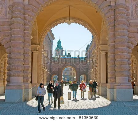 Stockholm. Sweden. People in Gamla Stan