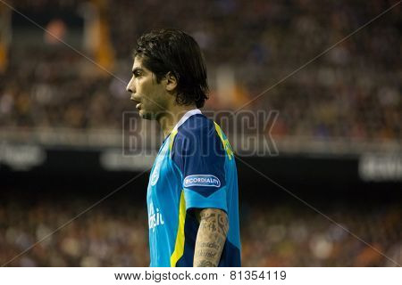 VALENCIA, SPAIN - JANUARY 25: Banega during Spanish League match between Valencia CF and Sevilla FC at Mestalla Stadium on January 25, 2015 in Valencia, Spain