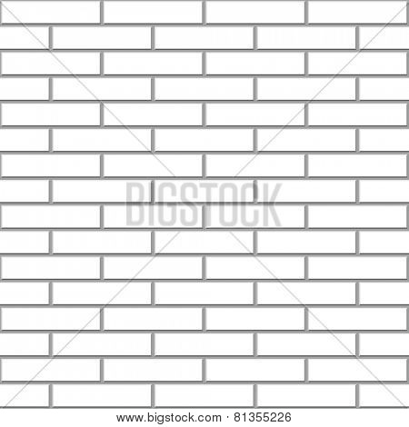 Seamless white brick wall vector pattern.