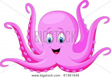 Cartoon happy octopus