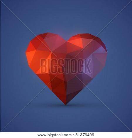 Diamont heart on blue background