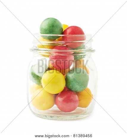 Multiple chewing gum balls in a jar