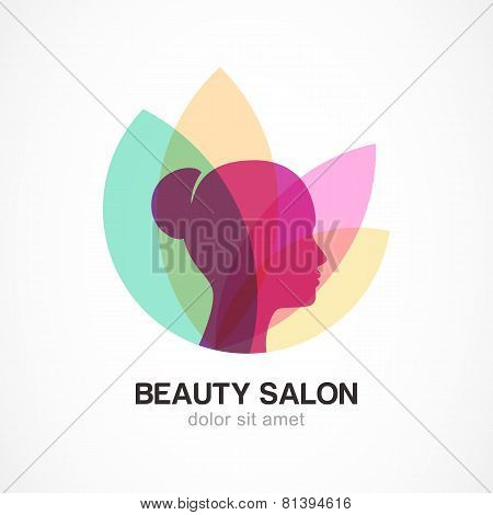 Woman's Face In Flower Leaves. Abstract Design Concept For Beauty Salon, Massage, Cosmetic And Spa.
