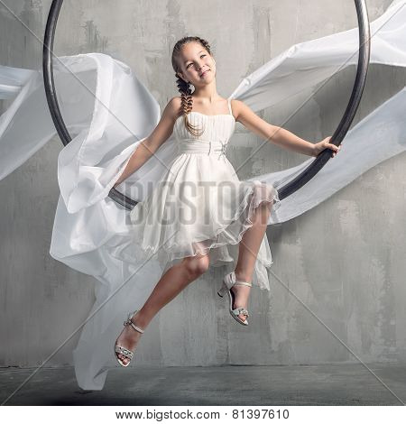 Girl with long flying dress