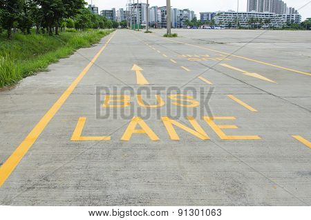 Bus Lane Sign Painted On Concret Road