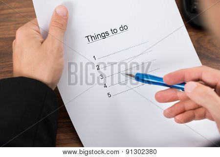 Businessman Planning To Do List