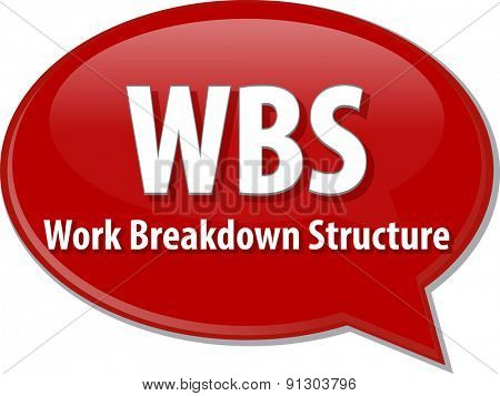 word speech bubble illustration of business acronym term WBS Work Breakdown Structure