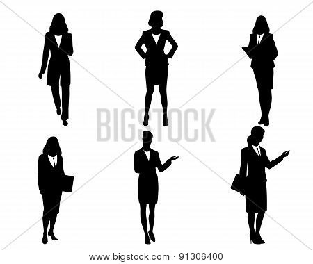 Six Businesswomen Silhouettes