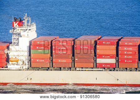 Cargo Ship Wallenius Wilhelmsen Passes The Golden Gate Bridge