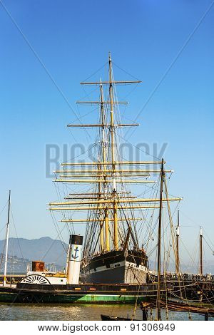 Vintage 1886 Sailing Ship, Balclutha, And 1914 Paddle Wheel Tug Boat, Eppleton Hall, On Public Displ
