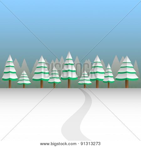 winter background vector landscape with forest