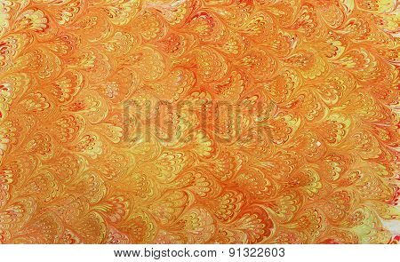 Golden Ebru Patterned Fan