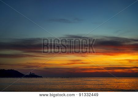 Sunset over Piran, Slovenia