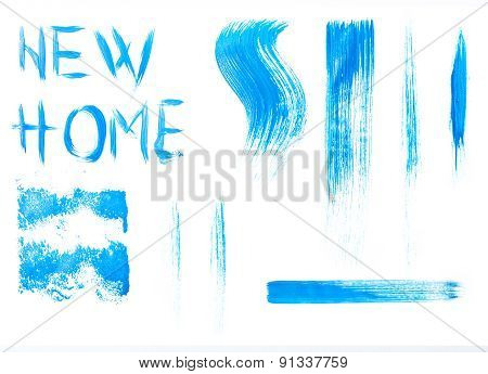 Blue Colors Roller Brush Strokes For Yours Concepts, Isolated On White Background