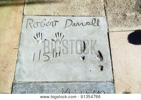 Robert Duvalls Handprints In Hollywood Boulevard In The Concrete Of Chinese Theatre's Forecourt
