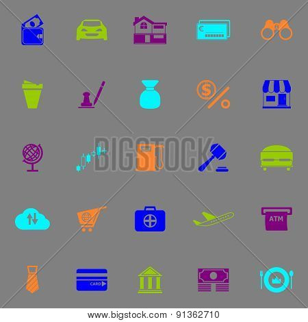 E Wallet Icons Fluorescent Color On Gray Background