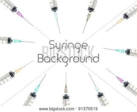 Five Color Syringe Background On Circle View