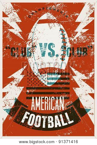 American football typographical vintage grunge style poster. Retro vector illustration.