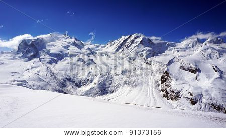 Snow Alps Mountains And Blue Sky