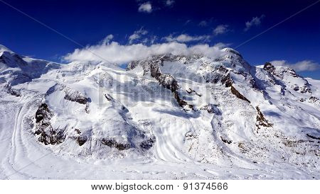 Snow Alps Mountains Scene And Blue Sky