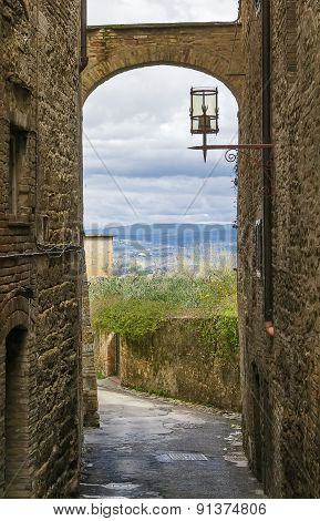 Street With Arch, San Gimignano, Italy