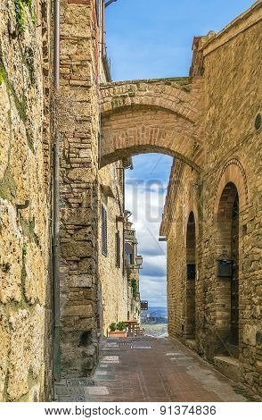 Street With Arch, San Gimignano, Italy