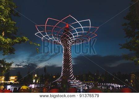 Tree Of Life In The Evening At Expo 2015 In Milan, Italy