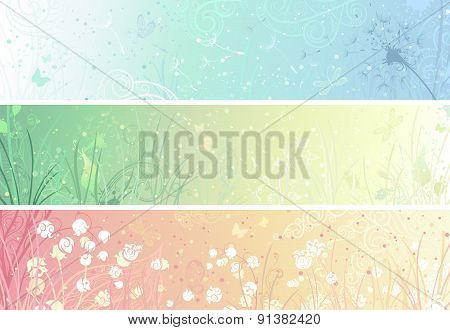 Set Of Floral Banners.